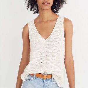 Madewell Crochet Boho Beachy Eggshell V-Neck Tank Top Size XS